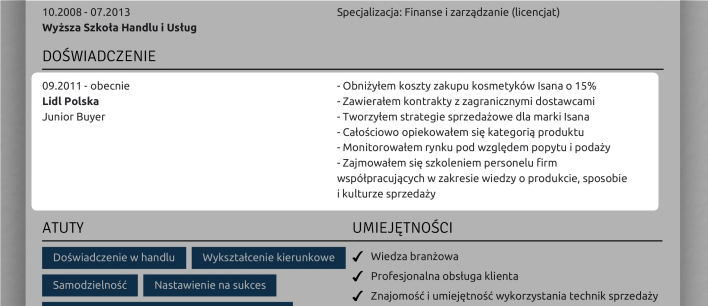 jak opisac doswiadczenie w cv