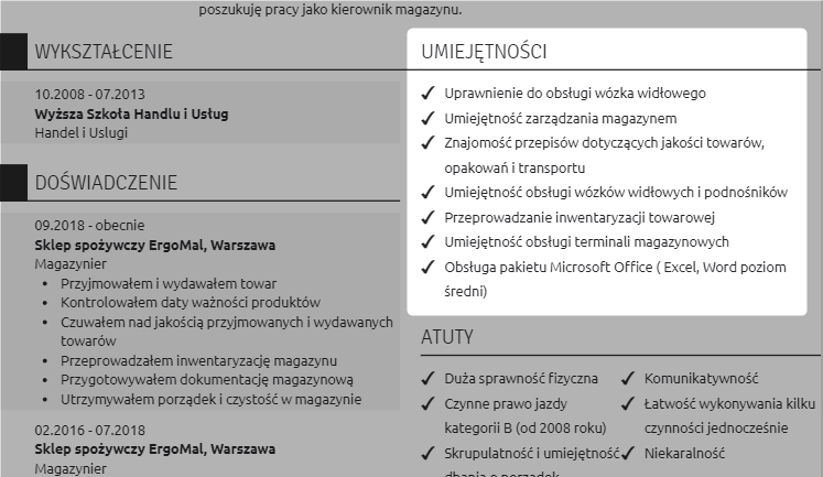 umiejetnosci w cv jak napisac